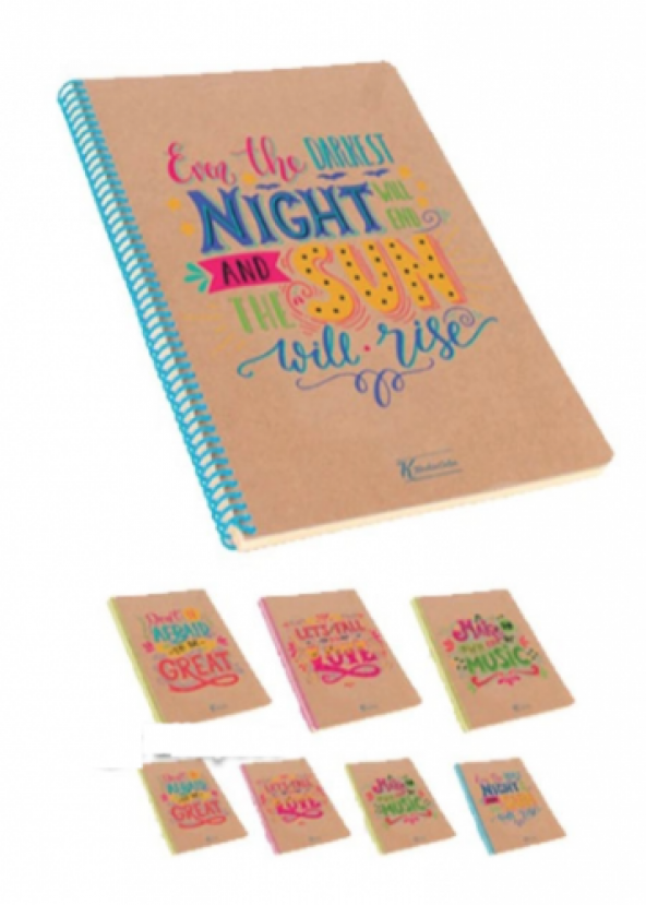 Doodles Sert Kapak 100 Yaprak Çizgisiz Defter Keskin Color
