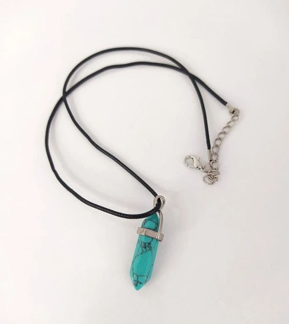 Kolye Çakra Doğal Turkuaz Taşı Çivi Kolye Takı Bijuteri Aksesuar - 2