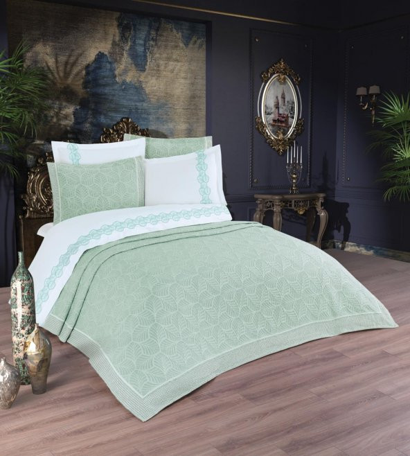 Finezza Freya Jakar Nakışlı Pamuk Nevresimli Mint Gelin Seti 9 Parça - 1204 ürün görseli