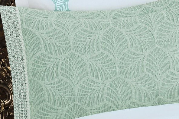 Finezza Freya Jakar Nakışlı Pamuk Nevresimli Mint Gelin Seti 9 Parça - 1204 - Resim 4