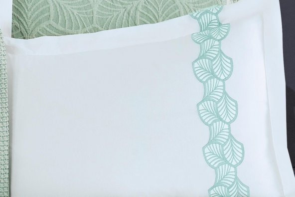 Finezza Freya Jakar Nakışlı Pamuk Nevresimli Mint Gelin Seti 9 Parça - 1204 - Resim 5