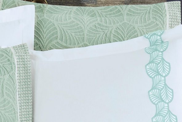 Finezza Freya Jakar Nakışlı Pamuk Nevresimli Mint Gelin Seti 9 Parça - 1204 - Resim 6