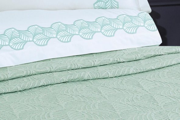 Finezza Freya Jakar Nakışlı Pamuk Nevresimli Mint Gelin Seti 9 Parça - 1204 - Resim 7