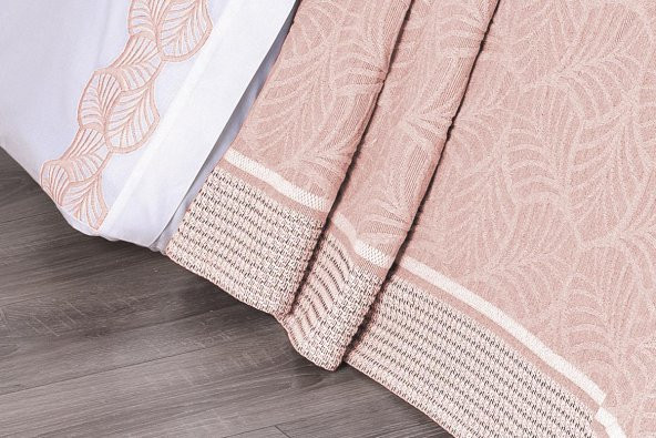 Finezza Freya Jakar Nakışlı Pamuk Nevresimli Somon Gelin Seti 9 Parça - 1210 - Resim 3