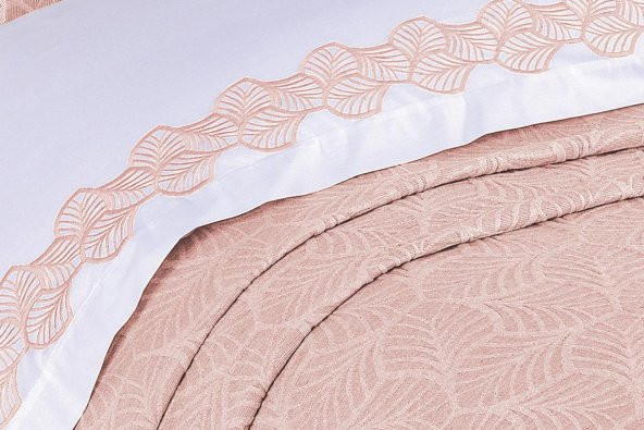 Finezza Freya Jakar Nakışlı Pamuk Nevresimli Somon Gelin Seti 9 Parça - 1210 - Resim 4