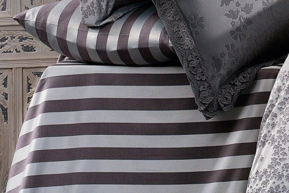 Finezza Delux Jakar Dantelli Bambu Nevresimli Gri Gelin Seti 9 Parça - 1212 - Resim 7