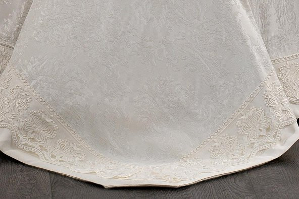 Finezza Diva Jakar Dantelli Bambu Nevresimli Krem Gelin Seti 9 Parça - 1215 - 2