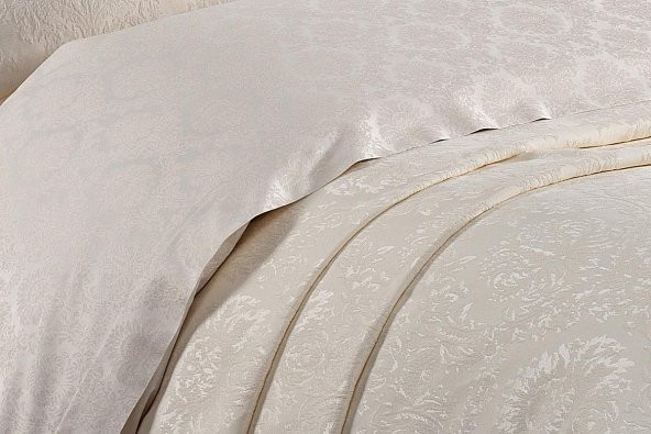 Finezza Diva Jakar Dantelli Bambu Nevresimli Krem Gelin Seti 9 Parça - 1215 - 4