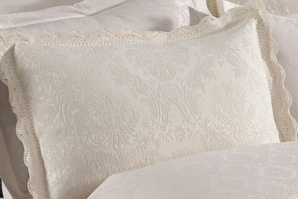 Finezza Diva Jakar Dantelli Bambu Nevresimli Krem Gelin Seti 9 Parça - 1215 - 5