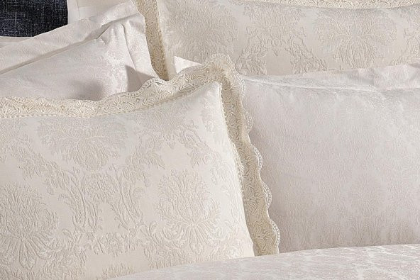 Finezza Diva Jakar Dantelli Bambu Nevresimli Krem Gelin Seti 9 Parça - 1215 - 7