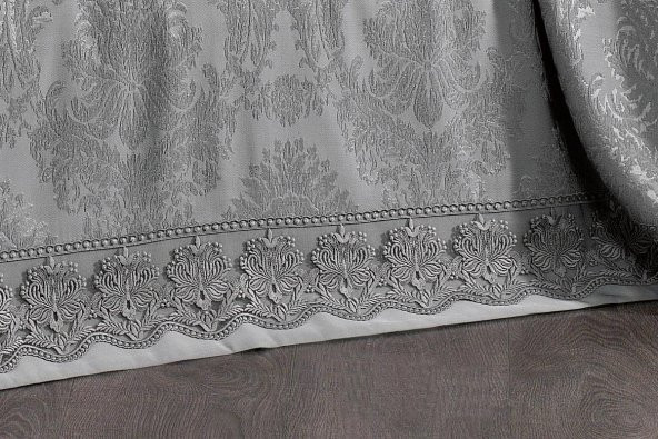 Finezza Diva Jakar Dantelli Bambu Nevresimli Gri Gelin Seti 9 Parça - 1216 - 8