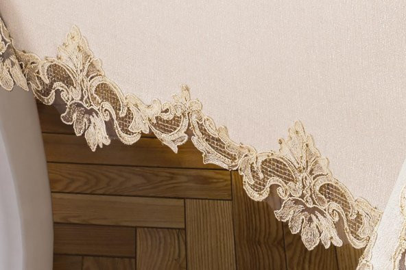 Finezza Anka Güpürlü Keten Krem Sofra Takımı 8 kişilik 160x230 cm 17 Prç  - 1219 - 3