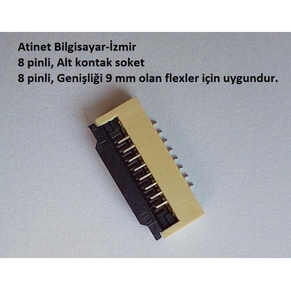 8 Pin 1Mm Adımlı Flex Soketi Flex Ffc Konnektörü alt kontak 8-1-Alt