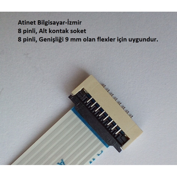 8 Pin 1Mm Adımlı Flex Soketi Flex Ffc Konnektörü alt kontak 8-1-Alt - 2