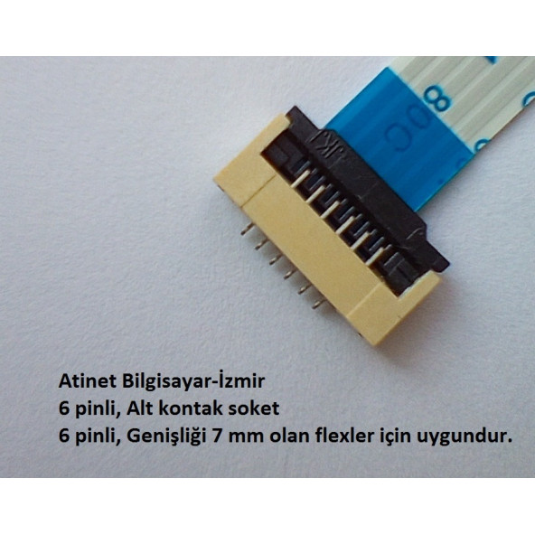 6 Pin 1Mm Adımlı Flex Soketi Flex Ffc Konnektörü Alt kontak 6-1-Alt - 2