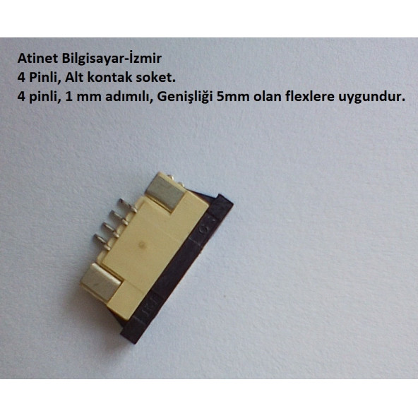 4 Pin 1Mm Adımlı Flex Soketi Flex Ffc Konnektörü alt kontak 4-1-Alt