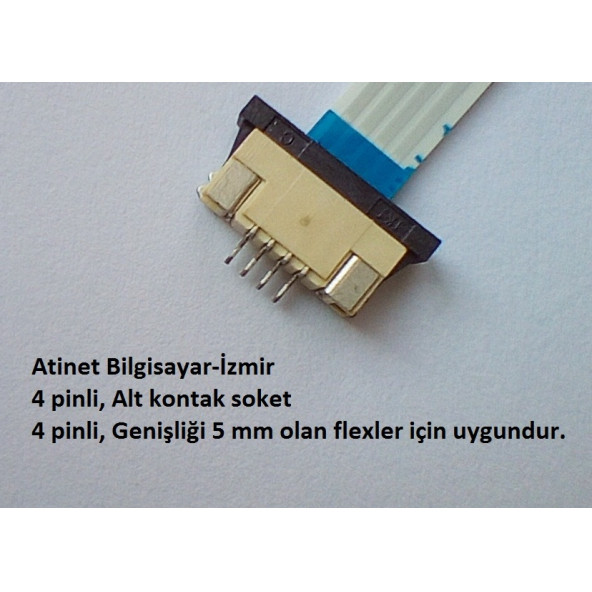 4 Pin 1Mm Adımlı Flex Soketi Flex Ffc Konnektörü alt kontak 4-1-Alt - Resim 2