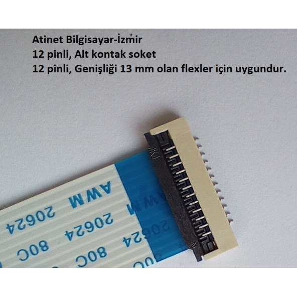 12 Pin 1Mm Adımlı Flex Soketi Flex Ffc Konnektörü Alt kontak 12-1-Alt - Resim 2