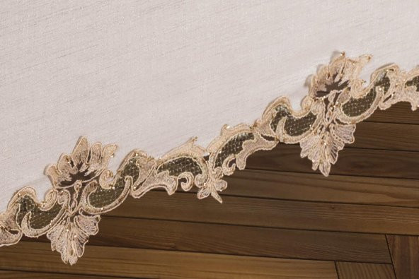 Finezza Henna Güpürlü Keten Krem Sofra Takımı 8 kişilik 160x230 cm 17Prç  - 1220 - 7