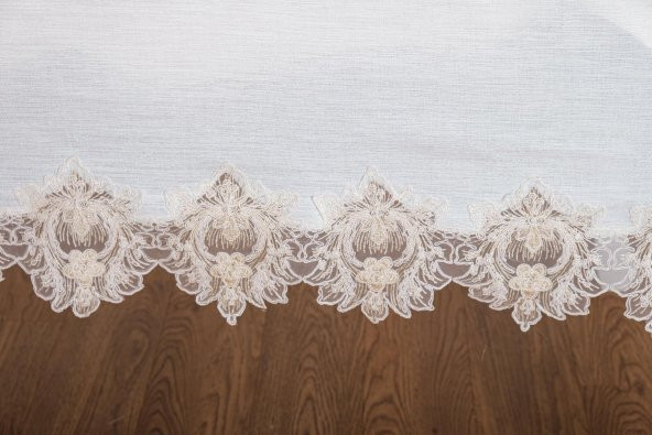 Finezza Nihal Güpürlü Keten Krem Sofra Takımı 8kişilik 160x230cm 17 Prç  - 1223 - 6