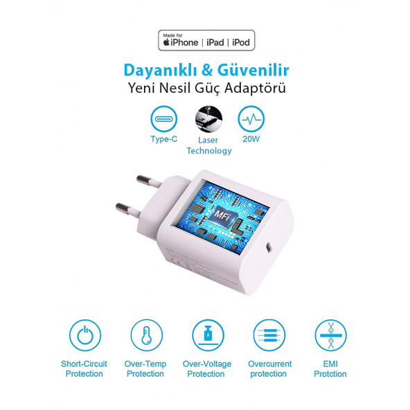 TANCELL Iphone Tüm Serilerle Uyumlu Hızlı Şarj Aleti 20w Adaptör Mfi Lisanslı Adaptör - 3
