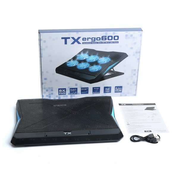 TX Ergo600 6x LED FANlı 6 x Yükseklik Ayarlı, 2 x USB 9"-17" Notebook Soğutucu ve Stand - 7