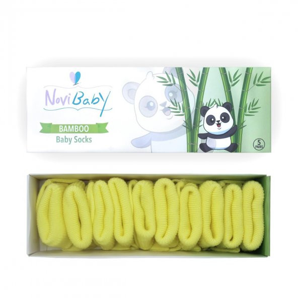 Novibaby 5li Bambu Yenidoğan Bebek Çorap I Lemon I 0-6 ay