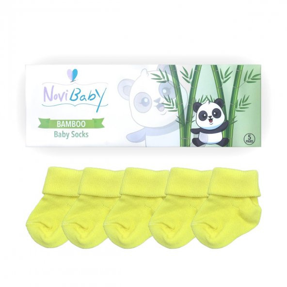 Novibaby 5li Bambu Yenidoğan Bebek Çorap I Lemon I 0-6 ay - 2