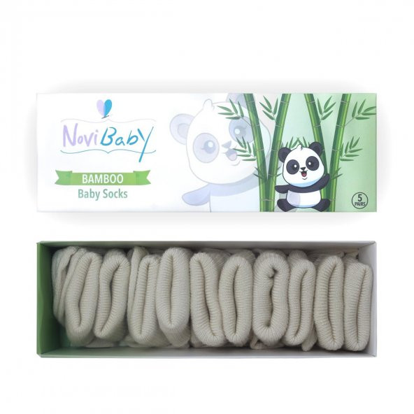 Novibaby 5li Bambu Yenidoğan Bebek Çorap I Ecru I 0-6 ay