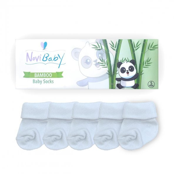 Novibaby 5li Bambu Yenidoğan Bebek Çorap I Snow White I 0-6 ay - 2