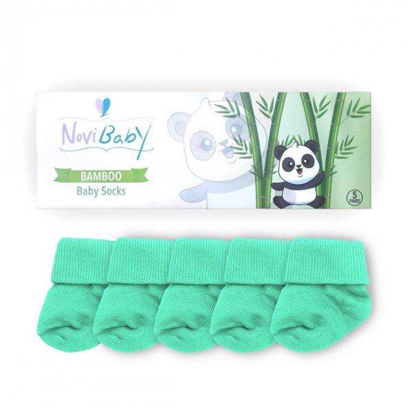 Novibaby 5li Bambu Yenidoğan Bebek Çorap I Sea Green I 0-6 ay - 2