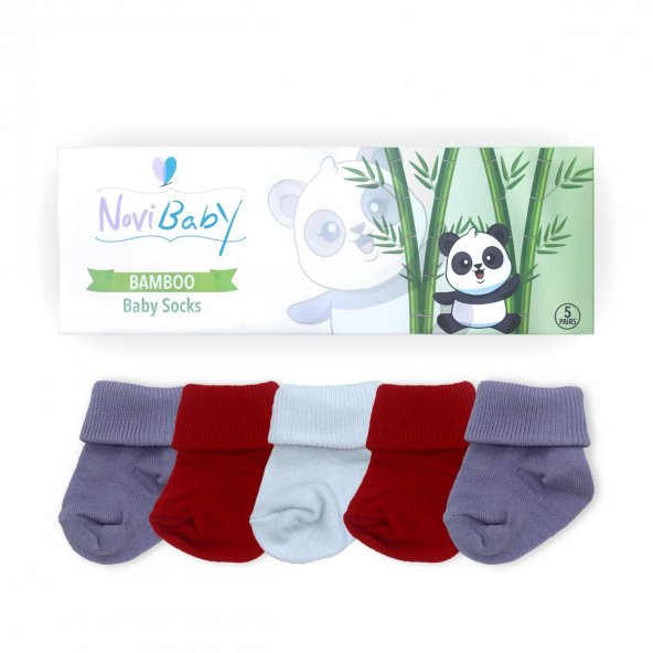 Novibaby 5li Bambu Yenidoğan Bebek Çorap I Windy I 0-6 ay - 2