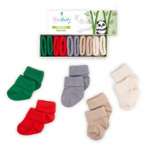 Novibaby 5li Bambu Yenidoğan Bebek Çorap I Winter I 0-6 ay