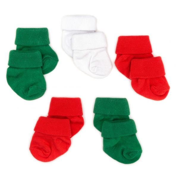 Novibaby 5li Bambu Yenidoğan Bebek Çorap I Christmas I 0-6 ay - 2