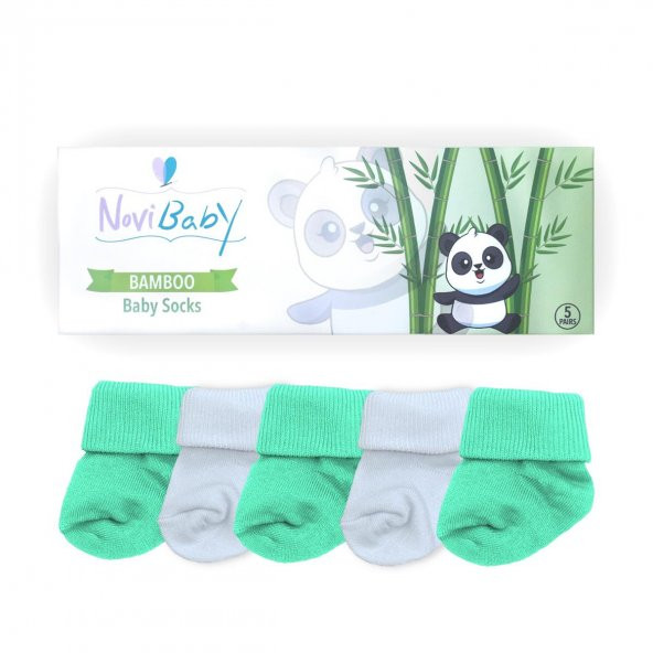 Novibaby 5li Bambu Yenidoğan Bebek Çorap I Minty I 0-6 ay - 2