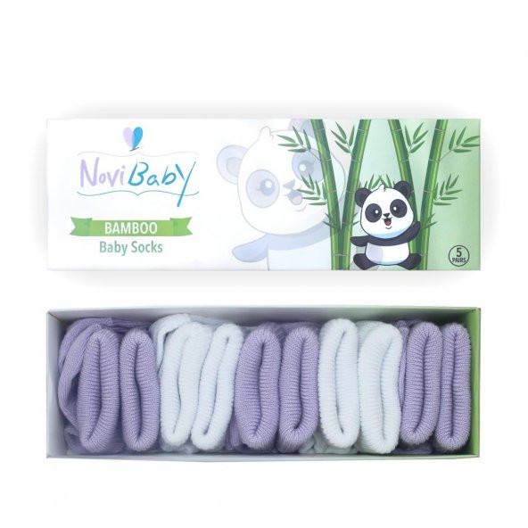 Novibaby 5li Bambu Yenidoğan Bebek Çorap I Purpy I 0-6 ay