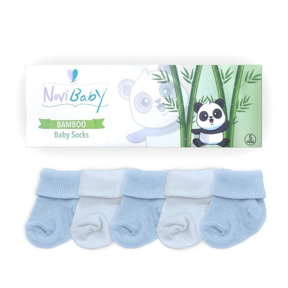 Novibaby 5li Bambu Yenidoğan Bebek Çorap I Bluemy I 0-6 ay - 2