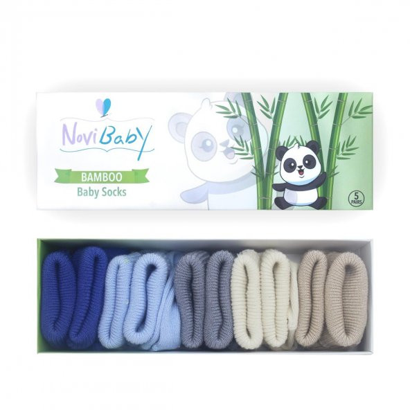 Novibaby 5li Bambu Yenidoğan Bebek Çorap I Winter Boy I 0-6 ay - 2
