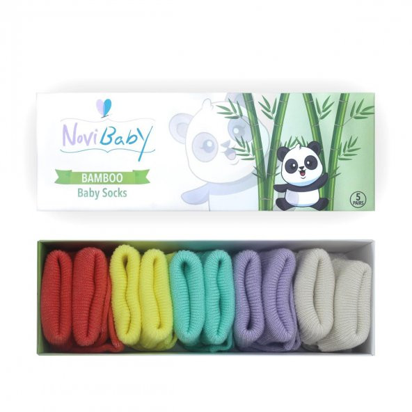 Novibaby 5li Bambu Yenidoğan Bebek Çorap I Colour Mix I 0-6 ay