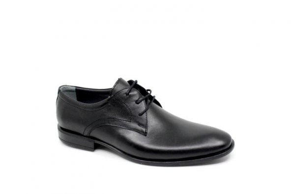 Zerhan 1953 Erkek Siyah Bağcıklı Hakiki Deri Hazır Taban Ayakkabı