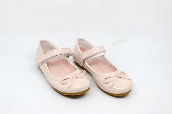 Zerhan 300 Kız Çocuk Kırmızı Rugan Fiyonklu Cırtlı Babet - Resim 5