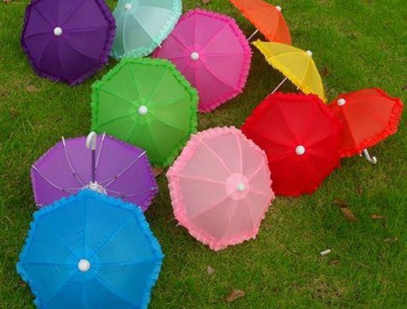 Dekoratif Mini Şemsiye Küçük Karışık Renklerde
