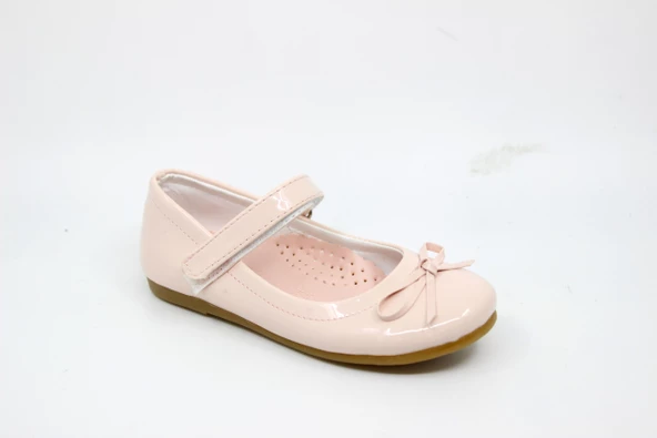 Zerhan 300 Kız Çocuk Kırmızı Rugan Fiyonklu Cırtlı Babet - Resim 7