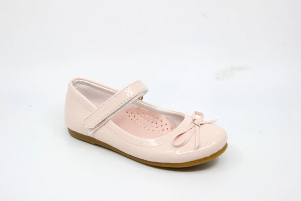 Zerhan 300 Kız Çocuk Kırmızı Rugan Fiyonklu Cırtlı Babet - Resim 9