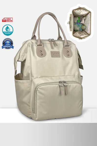 Paris X Pro Kadın ve Anne Bebek Bakım Sırt Çantası Beige ürün görseli