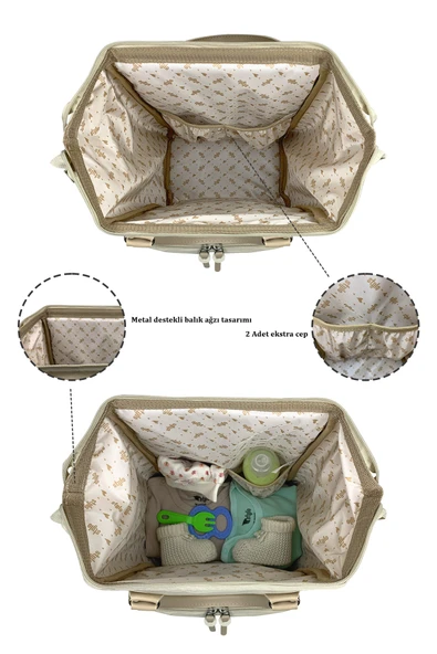 Paris X Pro Kadın ve Anne Bebek Bakım Sırt Çantası Beige - Resim 5