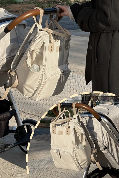 Paris X Pro Kadın ve Anne Bebek Bakım Sırt Çantası Beige - Resim 7