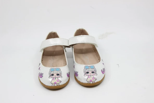 Kız Çocuk - Bebek Pırıltılı Sedef Resim Baskılı Cırtlı Babet - 3