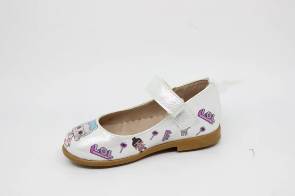 Kız Çocuk - Bebek Pırıltılı Sedef Resim Baskılı Cırtlı Babet - 6