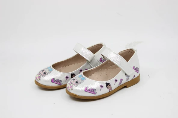 Kız Çocuk - Bebek Pırıltılı Sedef Resim Baskılı Cırtlı Babet - 9